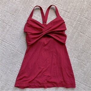lululemon Wrap it Up Tank Cranberry Cross Back Luxtreme Mesh Yoga Top 4